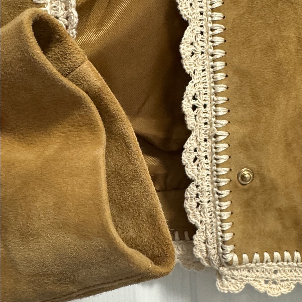 NWT MAJE Bicoti suede with crochet trim jacket SIZE 38 Small - Picture 7 of 11